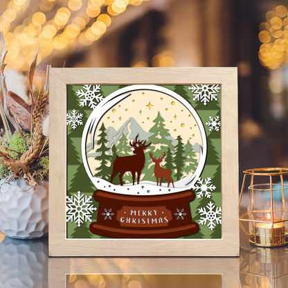 Christmas Deer Snowball – 3D Shadow Box SVG File for Cricut & Silhouette