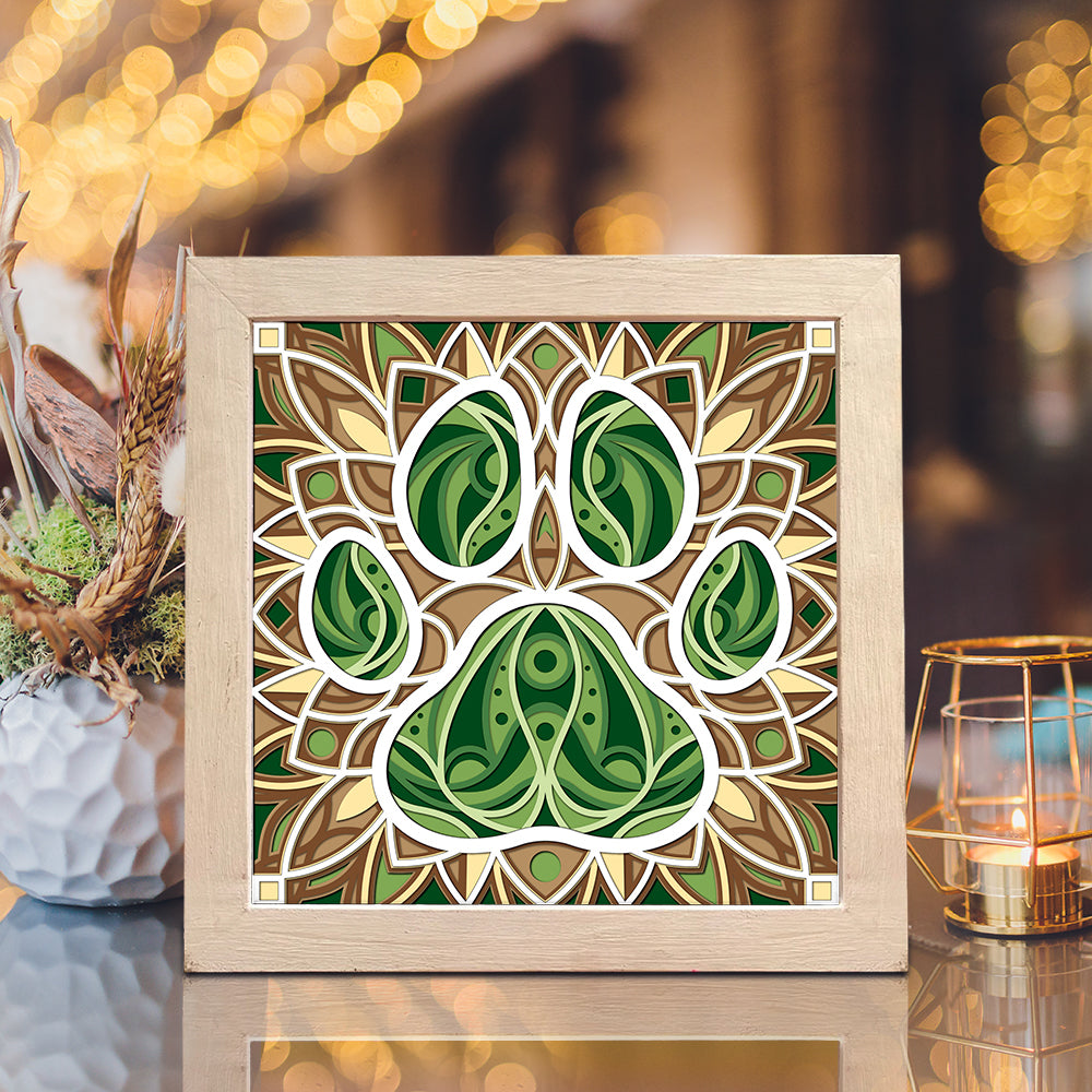 Pet Footprint Mandala – 3D Shadow Box SVG File for Cricut & Silhouette