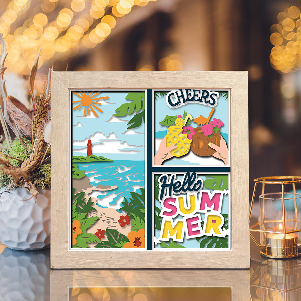Hello Summer 3 – 3D Shadow Box SVG File for Cricut & Silhouette