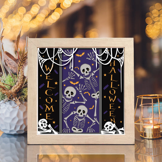 Skeletons 3 – 3D Halloween Paper Cut Shadow Box File - Cricut File - (8x8 inches) - VEKTOR KRAFT