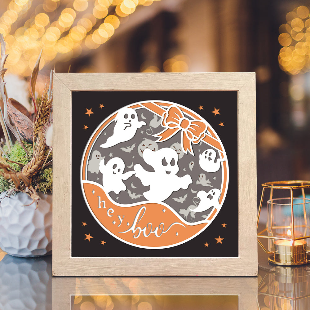 Halloween Hey Boo – 3D Shadow Box SVG File for Cricut & Silhouette