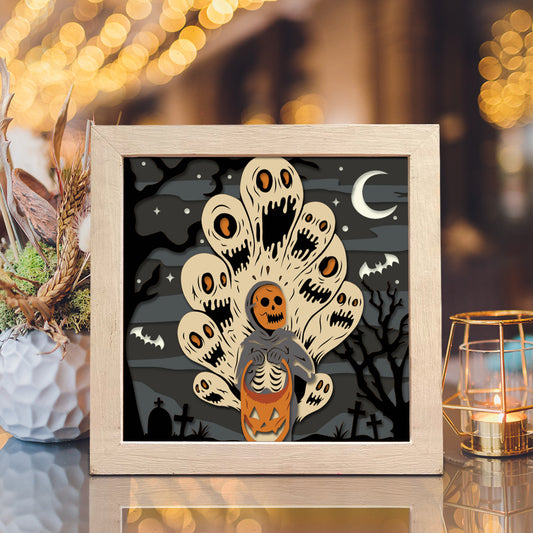 Halloween 40 – 3D Halloween Paper Cut Shadow Box File - Cricut File - (8x8 inches) - VEKTOR KRAFT