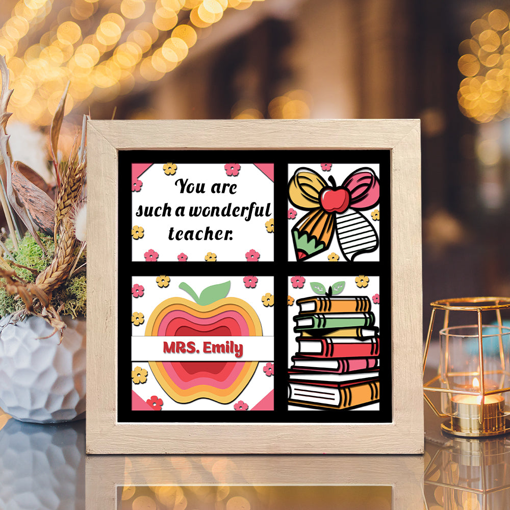 Teacher Gift 4 – 3D Customizable Paper Cut Shadow Box File - Cricut File - (8x8 inches) - VEKTOR KRAFT