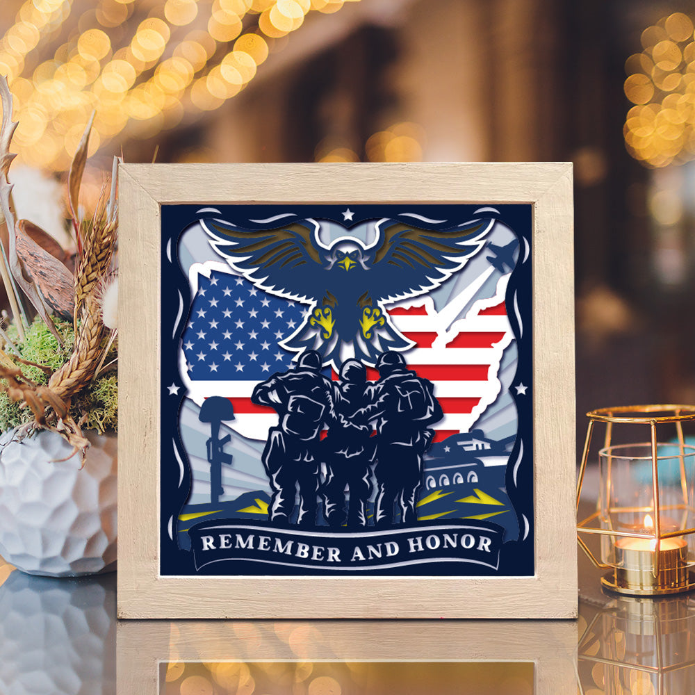 Memorial Day 2 – 3D Paper Cut Shadow Box File - Cricut File - (8x8 inches) - VEKTOR KRAFT