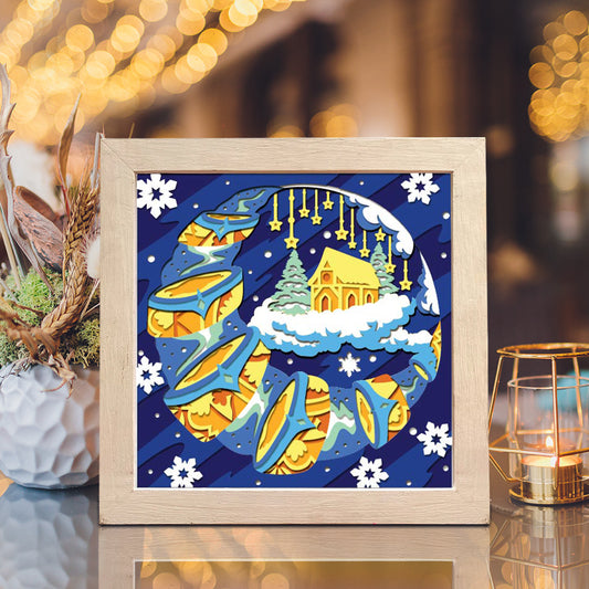 Christmas Moon – 3D Christmas Paper Cut Shadow Box File - Cricut File - (8x8 inches) - VEKTOR KRAFT