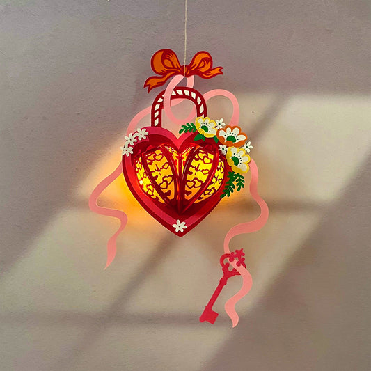 Love Locks - 3D Valentine Paper Lantern File  - Cricut File  - VEKTOR KRAFT