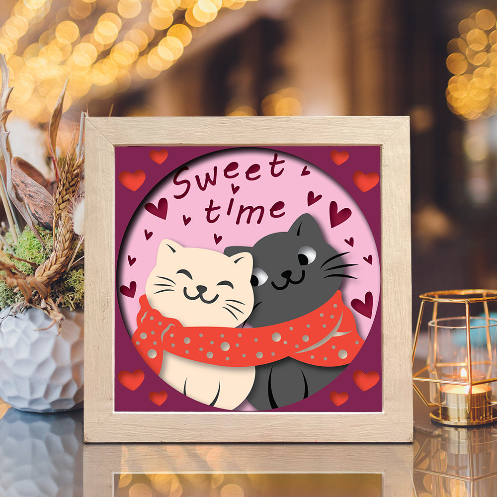 Cat Love – 3D Shadow Box SVG File for Cricut & Silhouette