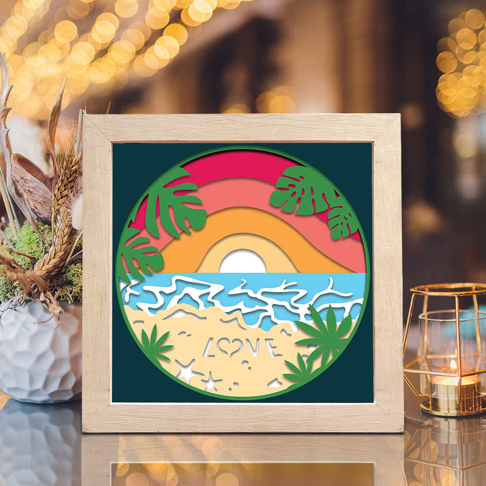 Beach Love – 3D Shadow Box SVG File for Cricut & Silhouette
