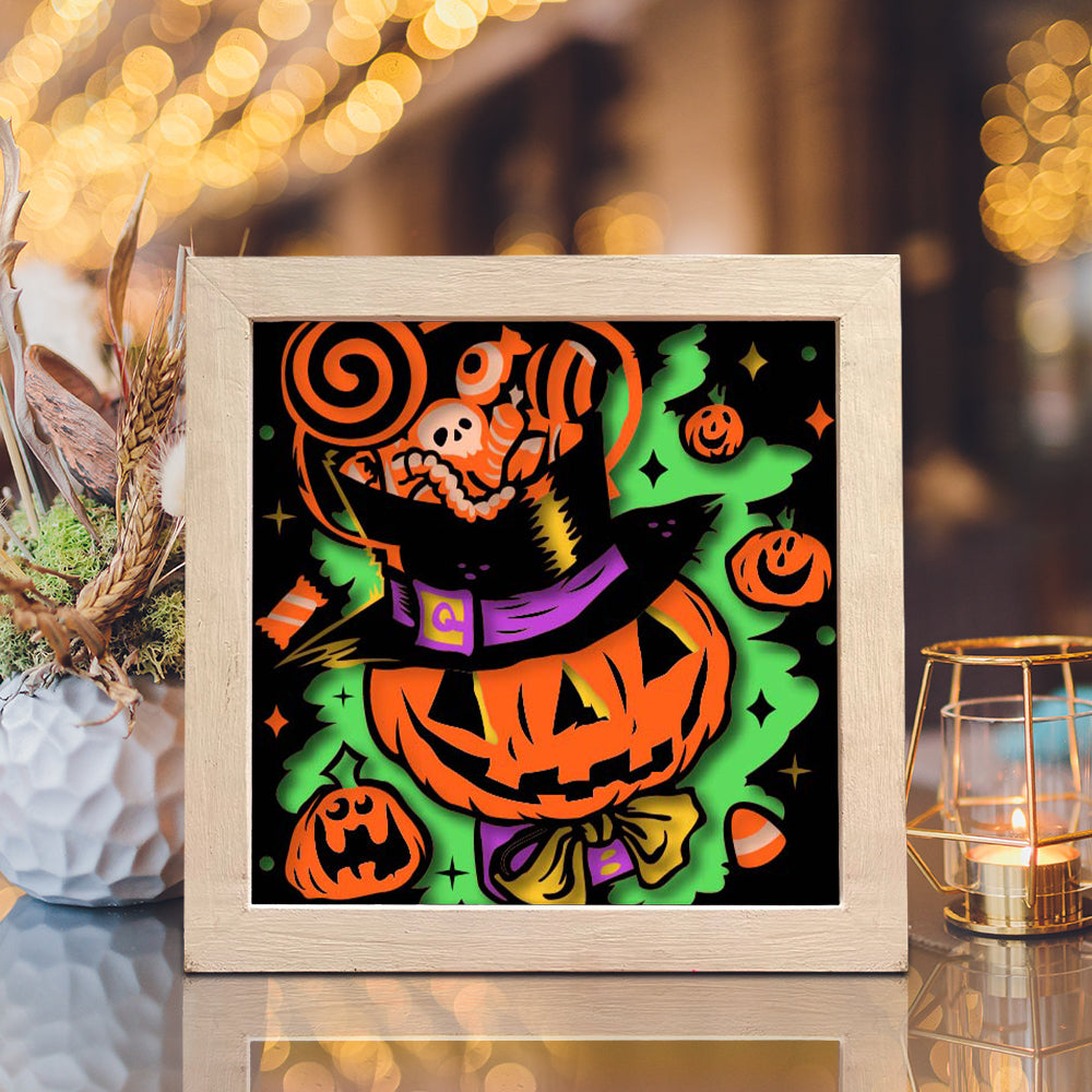 Pumpkin Candy – 3D Halloween Paper Cut Shadow Box File - Cricut File - (8x8 inches) - VEKTOR KRAFT