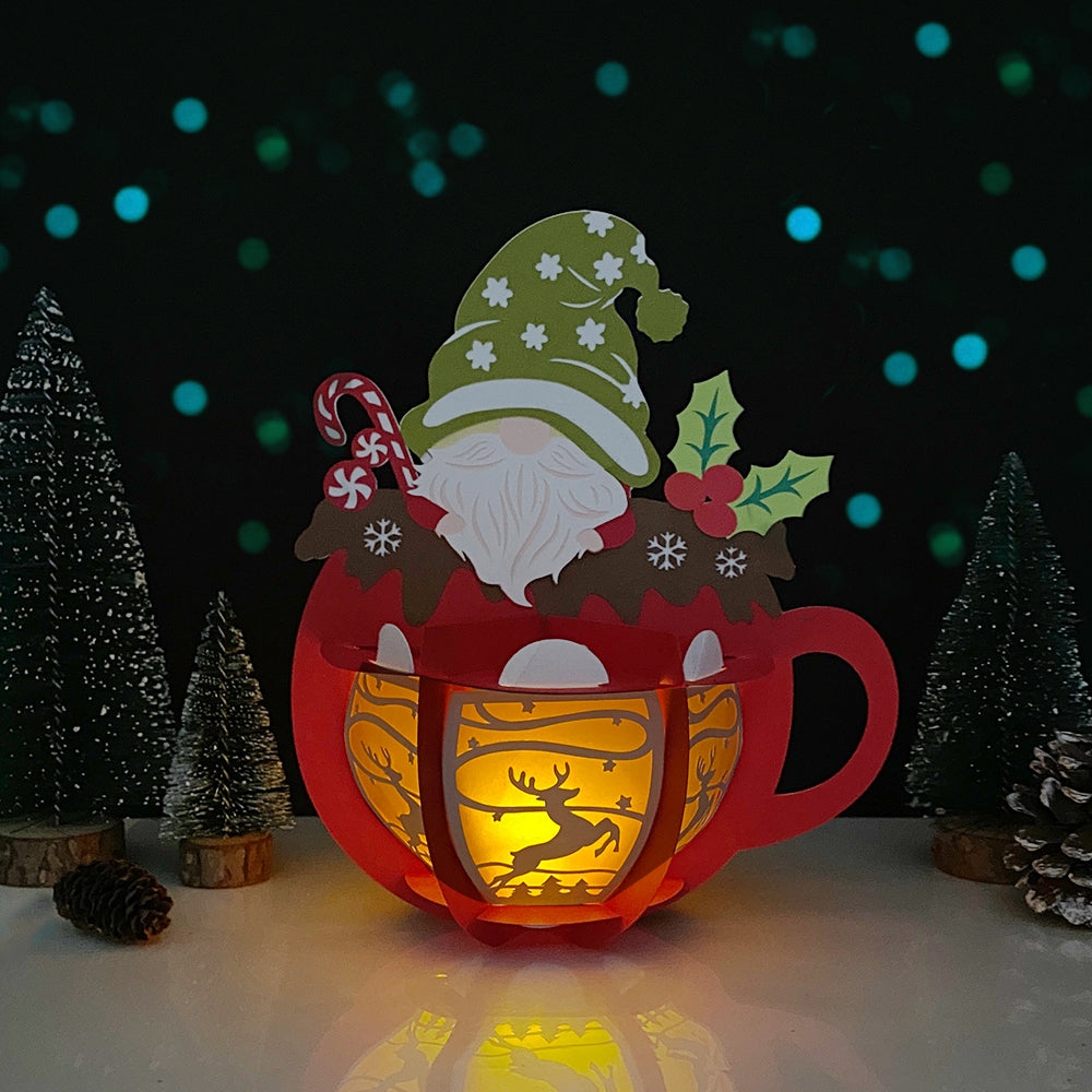 Hot Cocoa Gnome - 3D Christmas Lantern File - Cricut File  - VEKTOR KRAFT