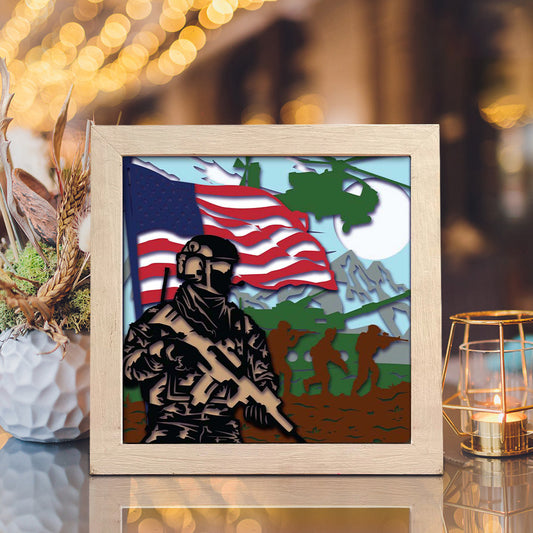 Military 1 – 3D Paper Cut Shadow Box File - Cricut File - (8x8 inches) - VEKTOR KRAFT