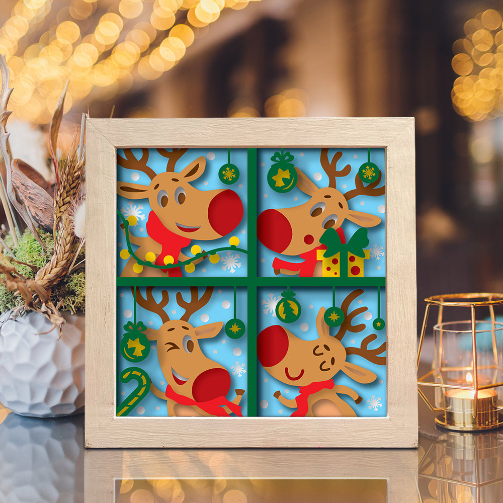 Rudolph 4 – 3D Christmas Paper Cut Shadow Box File - Cricut File - (8x8 inches) - VEKTOR KRAFT