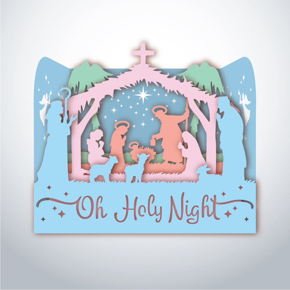 Oh Holy Night – 3D Pop-Up Card SVG File for Cricut & Silhouette