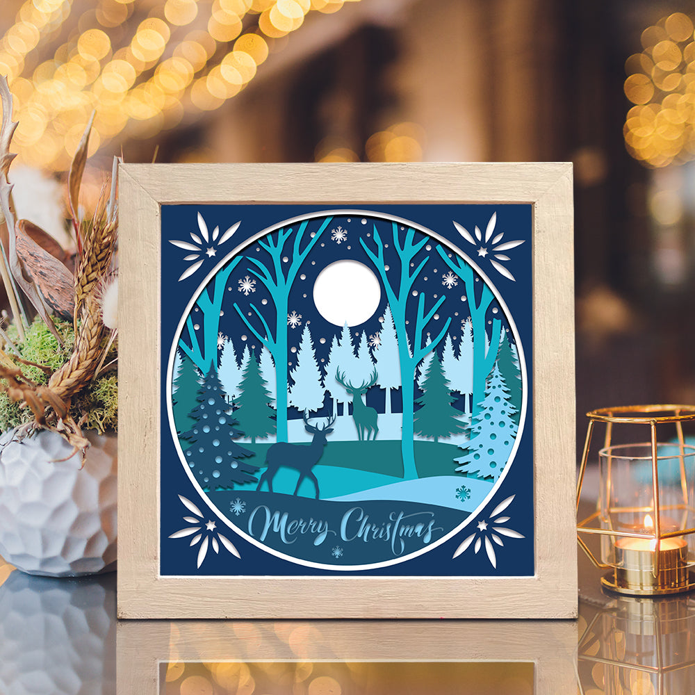 Merry Christmas Deer 2 – 3D Shadow Box SVG File for Cricut & Silhouette