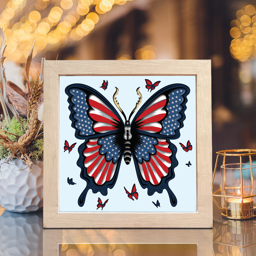 American Flag Butterfly – 3D Shadow Box SVG File for Cricut & Silhouette