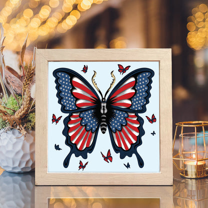 American Flag Butterfly – 3D Shadow Box SVG File for Cricut & Silhouette