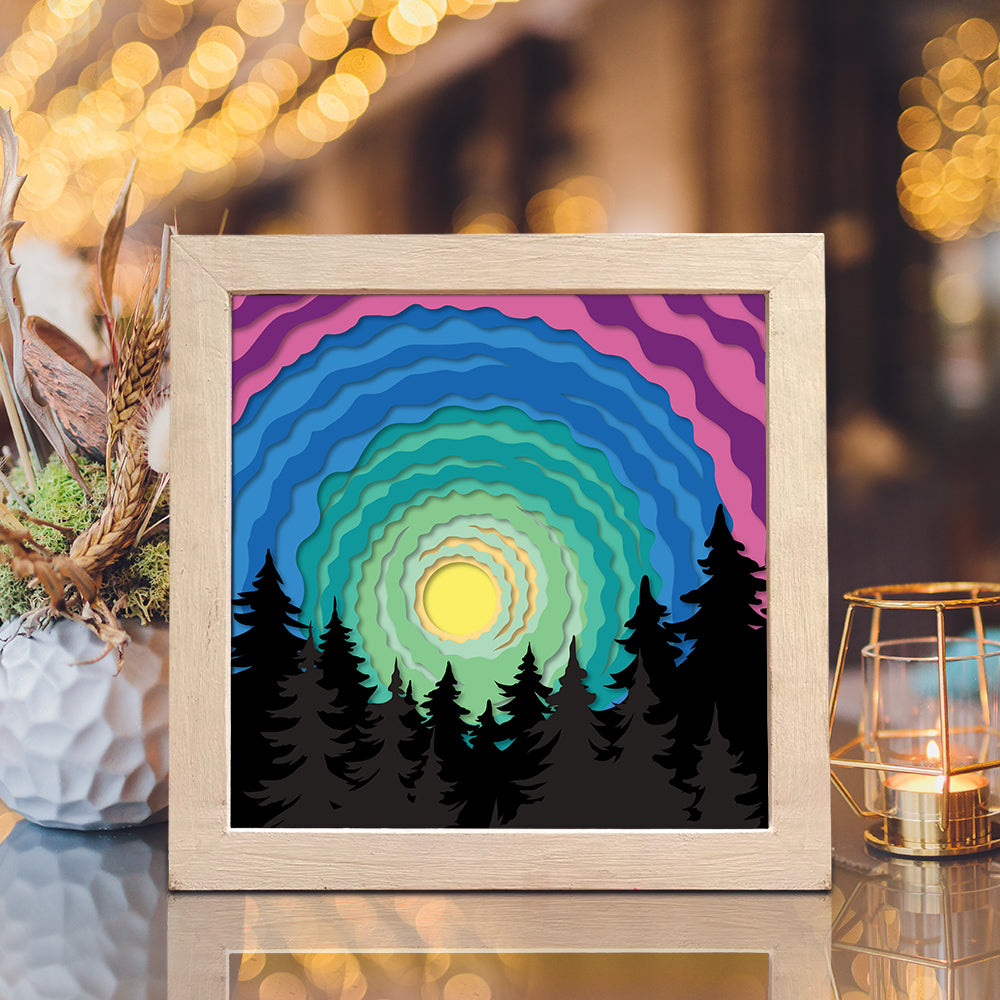 Aurora Borealis – 3D Shadow Box SVG File for Cricut & Silhouette