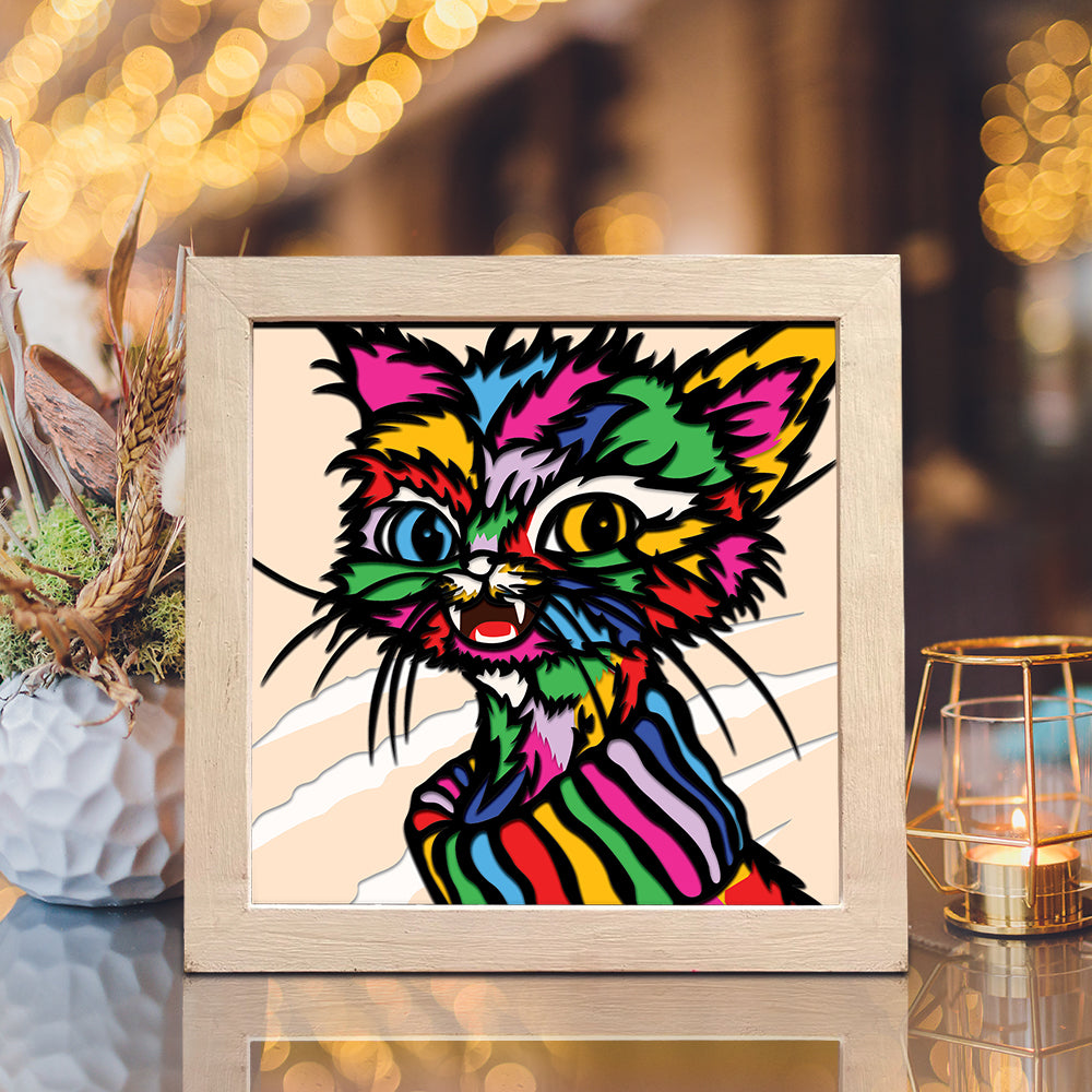 Colorful Funny Cats – 3D Shadow Box SVG File for Cricut & Silhouette