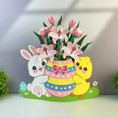 Rabbit And Chicken – 3D Pop-Up Card SVG File for Cricut & Silhouette