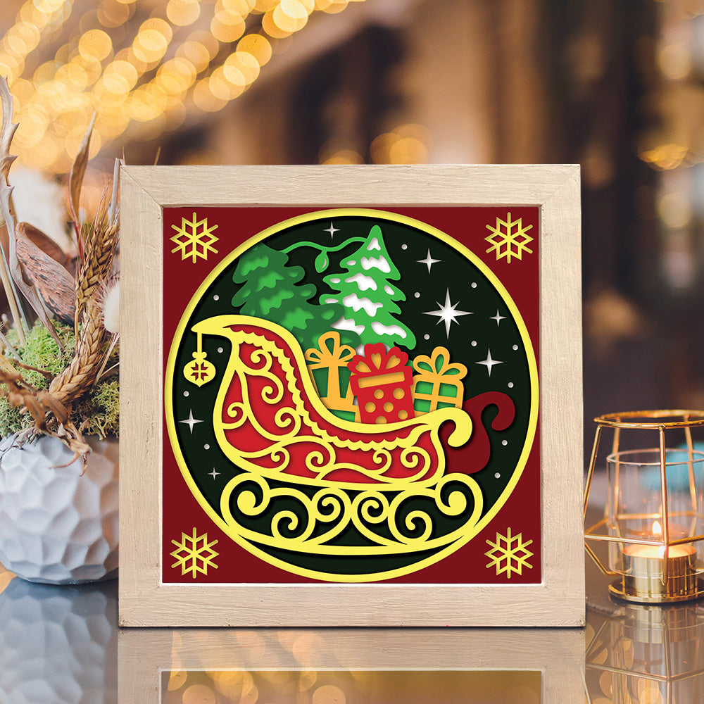 Christmas Sleigh – 3D Shadow Box SVG File for Cricut & Silhouette