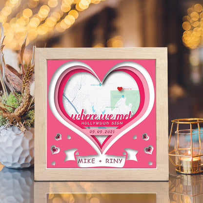 Where We Met – 3D Valentine Customizable Paper Cut Shadow Box File - Cricut File - (8x8 inches) - VEKTOR KRAFT