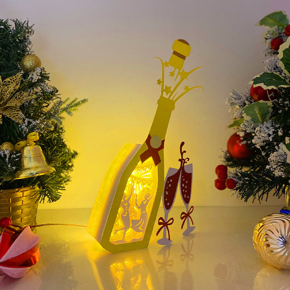 New Year Party – 3D Champagne Box  File - Cricut File - VEKTOR KRAFT