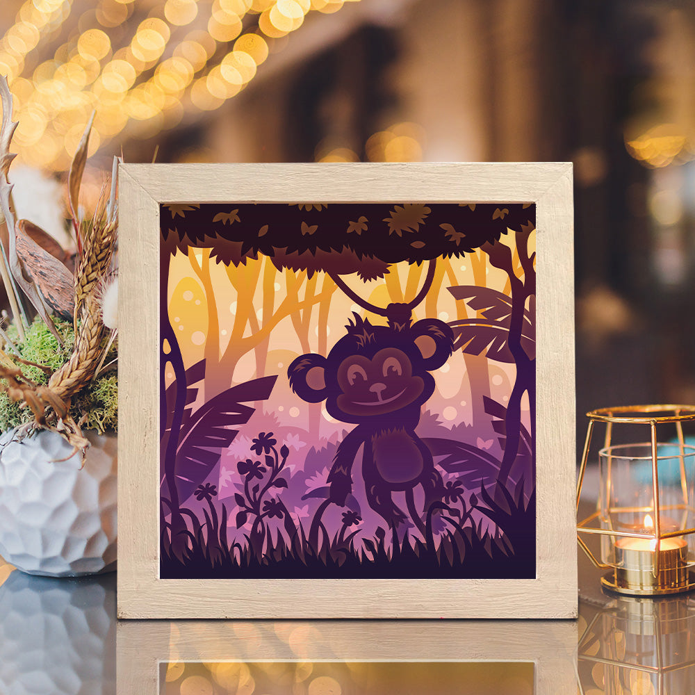 Monkey – 3D Lightbox SVG File for Cricut & Silhouette