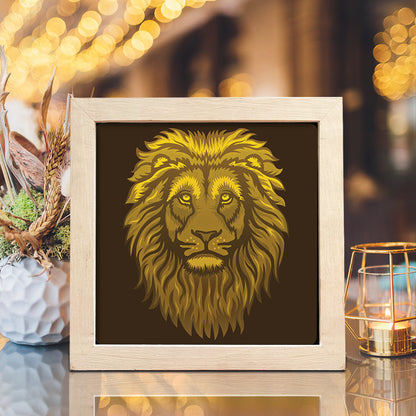 Lion Portrait 1 Square – 3D Lightbox SVG File for Cricut & Silhouette