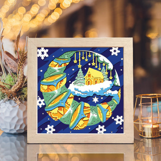 Christmas Moon – 3D Christmas Paper Cut Shadow Box File - Cricut File - (8x8 inches) - VEKTOR KRAFT
