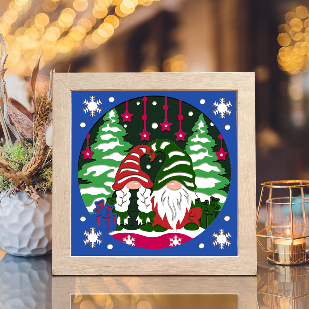 Gnome couple – 3D Shadow Box SVG File for Cricut & Silhouette