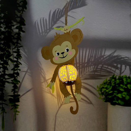 Monkey - 3D Animal Paper Cut Lantern File  - Cricut File  - VEKTOR KRAFT
