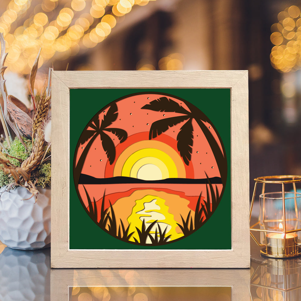 Sunset Palm – 3D Shadow Box SVG File for Cricut & Silhouette