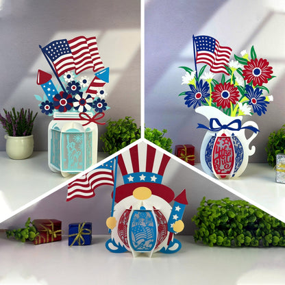 Pack 3 4th of July - 3D Paper Lantern File  - Cricut File  - VEKTOR KRAFT