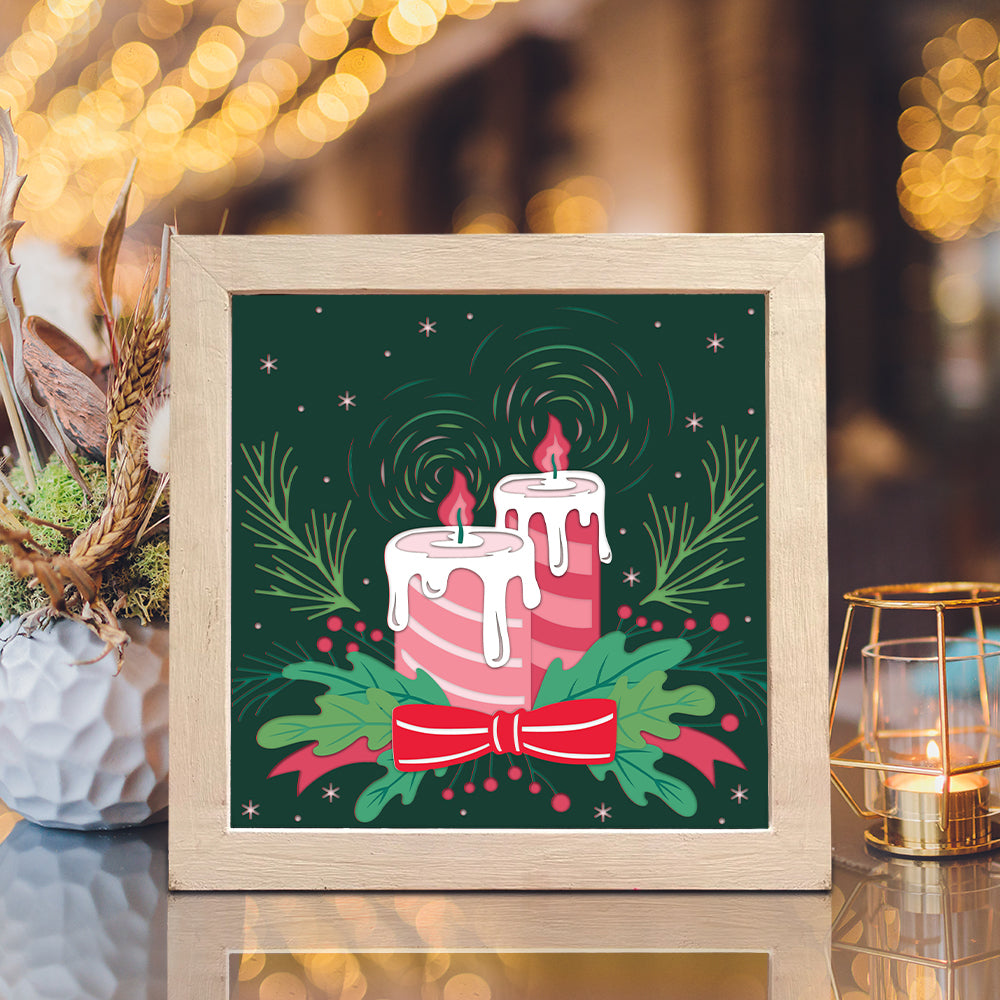 Christmas Candles – 3D Shadow Box SVG File for Cricut & Silhouette