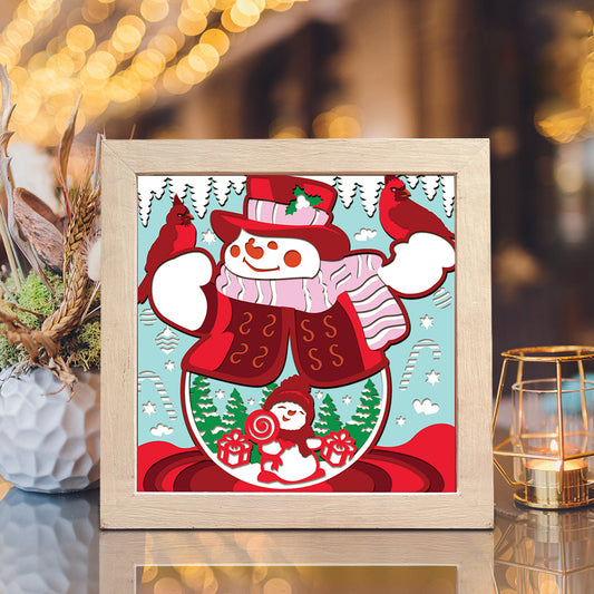 Christmas Snowman 8 – 3D Christmas Paper Cut Shadow Box File - Cricut File - (8x8 inches) - VEKTOR KRAFT