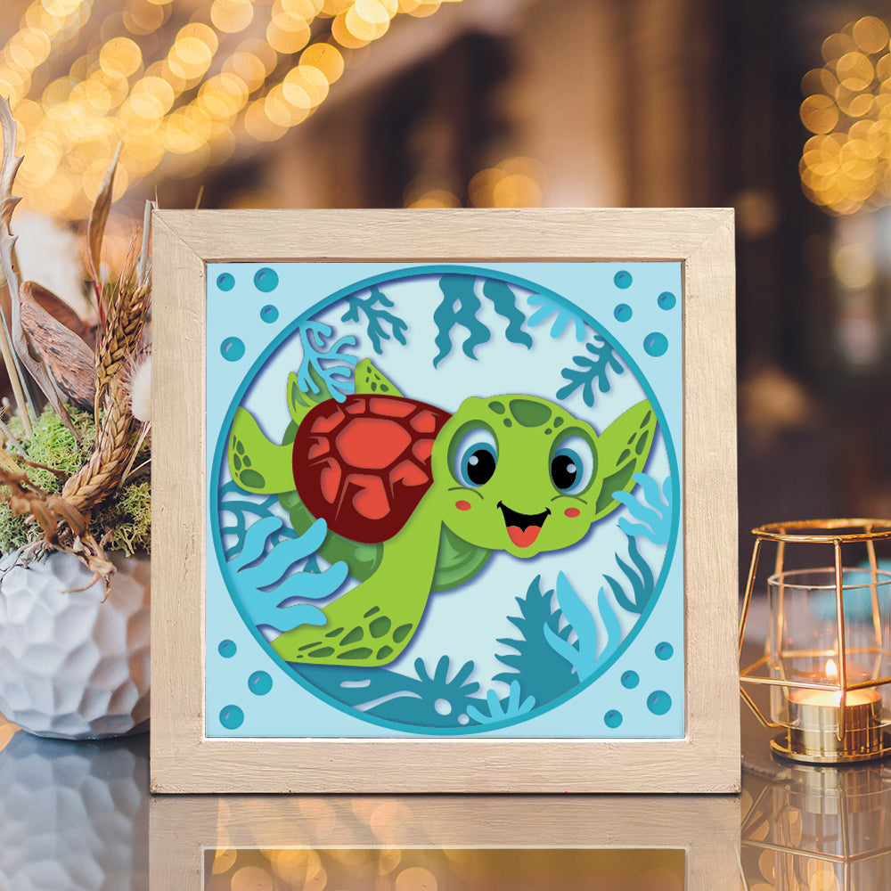 Sea Turtle 5 – 3D Animal Paper Cut Shadow Box File - Cricut File - (8x8 inches) - VEKTOR KRAFT