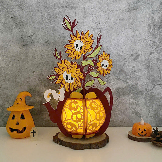 Kettle Flowers 4 - 3D Halloween Paper Lantern File - Cricut File  - VEKTOR KRAFT