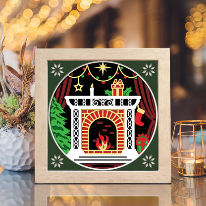 Christmas Fireplace – 3D Shadow Box SVG File for Cricut & Silhouette