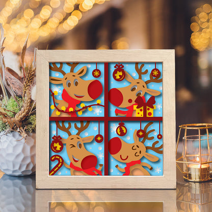 Rudolph 4 – 3D Christmas Paper Cut Shadow Box File - Cricut File - (8x8 inches) - VEKTOR KRAFT