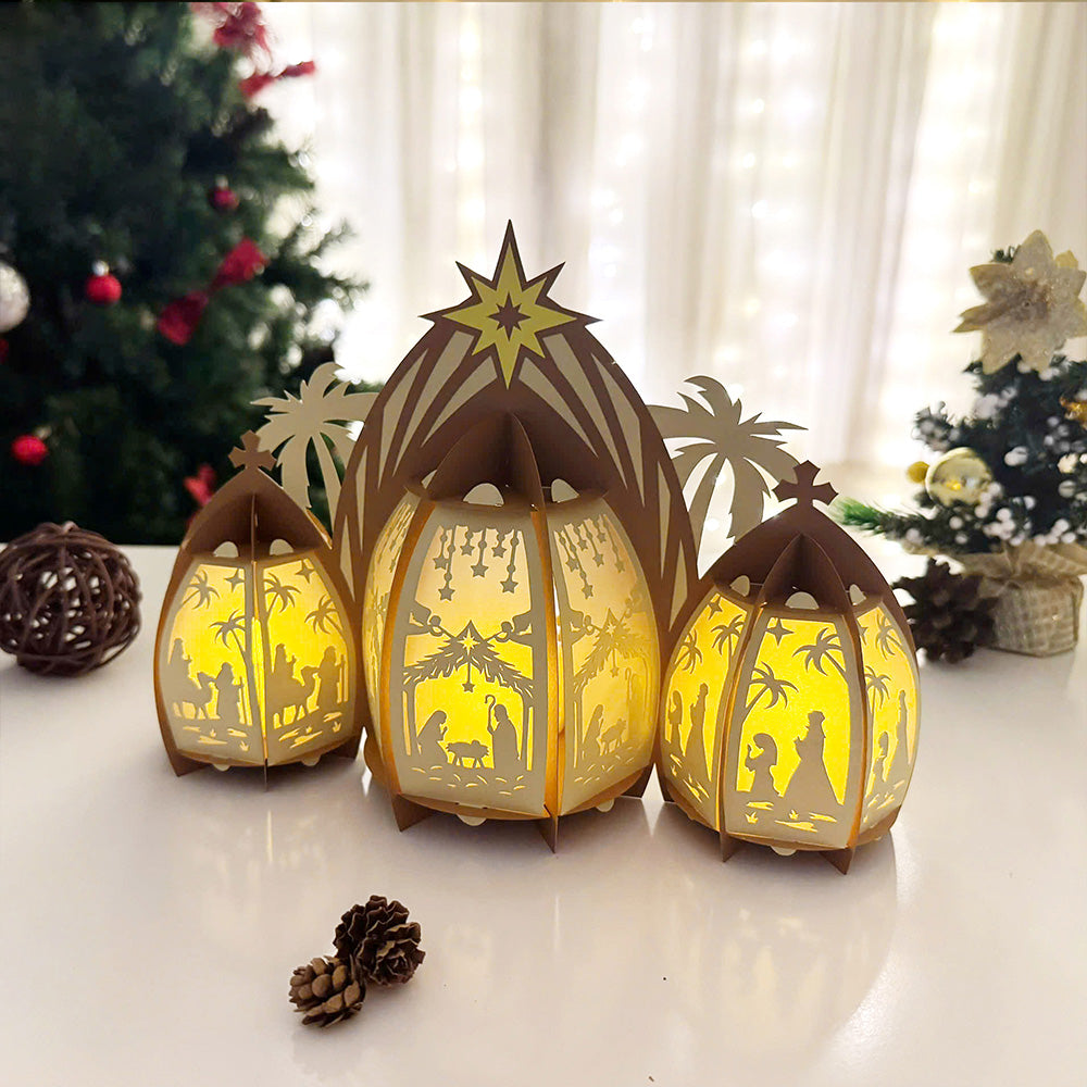 Nativity House - 3D Christmas Lantern File - Cricut File  - VEKTOR KRAFT