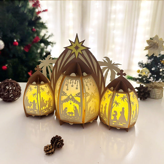 Nativity House - 3D Christmas Lantern File - Cricut File  - VEKTOR KRAFT