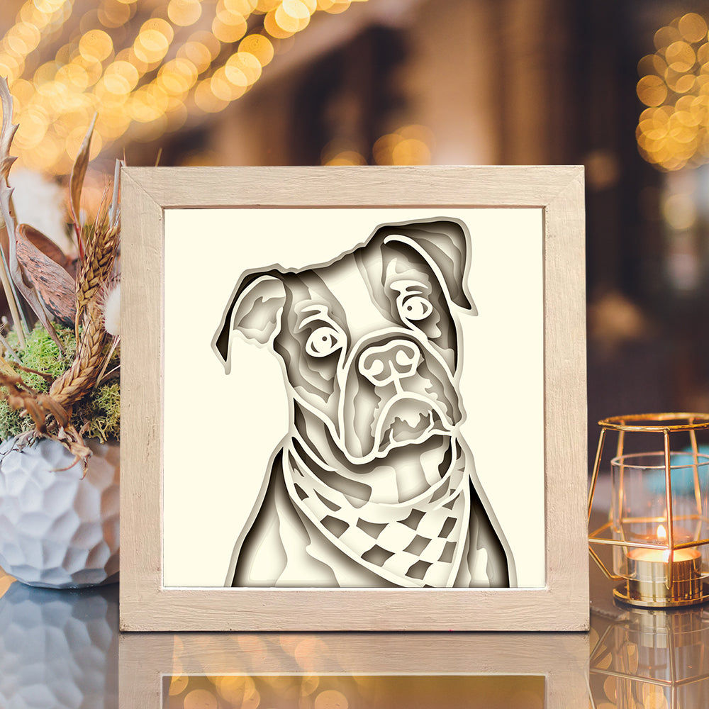Colorful American Bulldog – 3D Shadow Box SVG File for Cricut & Silhouette