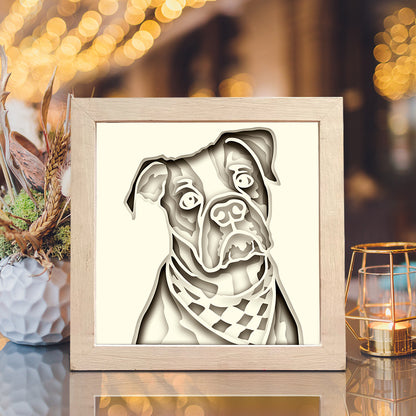 Colorful American Bulldog – 3D Shadow Box SVG File for Cricut & Silhouette