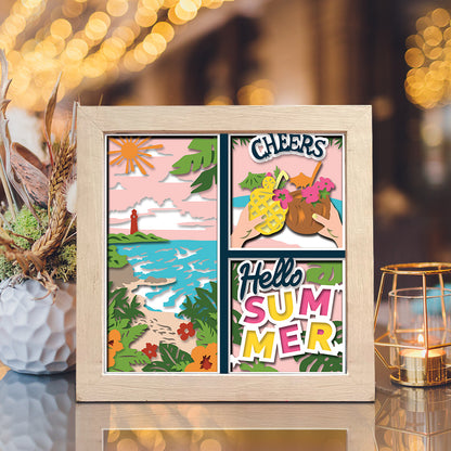 Hello Summer 3 – 3D Shadow Box SVG File for Cricut & Silhouette