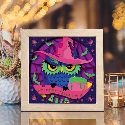 Witch Owl – 3D Halloween Paper Cut Shadow Box File - Cricut File - (8x8 inches) - VEKTOR KRAFT