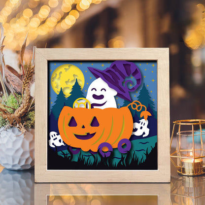 Pumpkin Boo – 3D Halloween Paper Cut Shadow Box File - Cricut File - (8x8 inches) - VEKTOR KRAFT