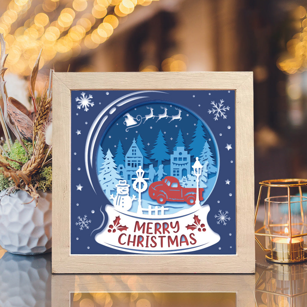 Christmas Snowball Landscape 4 – 3D Shadow Box SVG File for Cricut & Silhouette