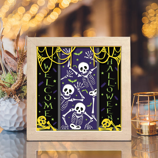 Skeletons 3 – 3D Halloween Paper Cut Shadow Box File - Cricut File - (8x8 inches) - VEKTOR KRAFT