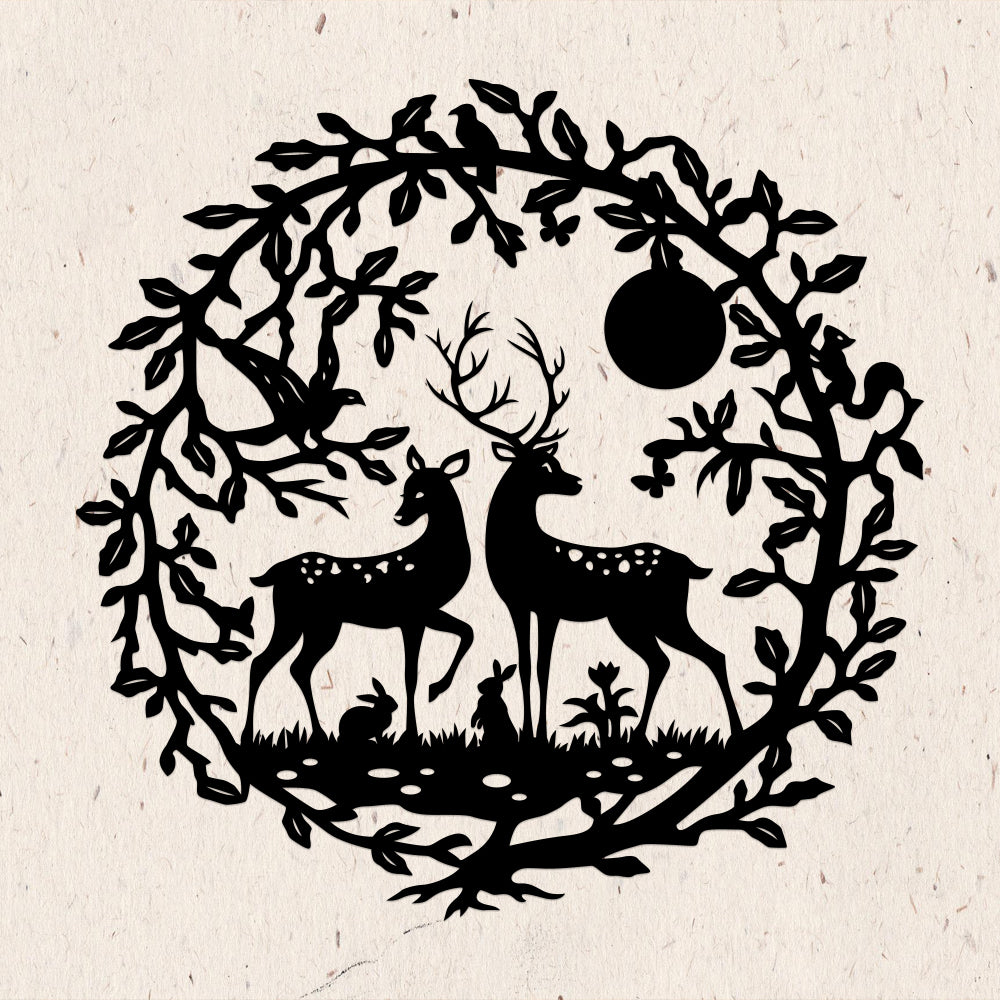 Romantic Deer – Kirigami – 3D Lightbox SVG File for Cricut & Silhouette