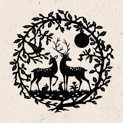Romantic Deer – Kirigami – 3D Lightbox SVG File for Cricut & Silhouette